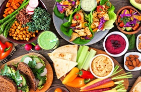 Variety of colorful, nutritious foods