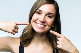 woman showing off smile