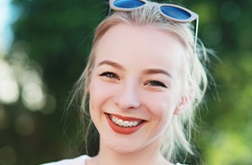 Young woman with braces