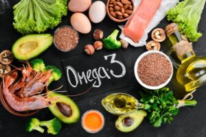 Variety of foods that contain omega-3 fatty acids 